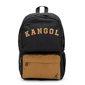 KANGOL - 英國袋鼠撞色系多口袋大容量休閒後背包-共4色 卡其
