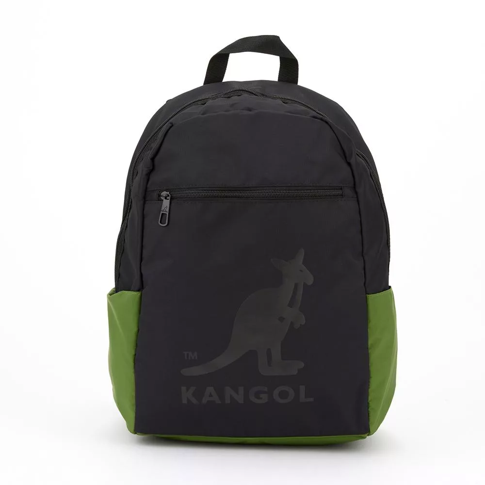 KANGOL - 英國袋鼠雙色拚接大袋鼠商務休閒兩用後背包-共4色 黑色綠底