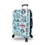 DF travel - 環遊世界系列TSA海關密碼鎖24吋PC行李箱-共3色 藍色