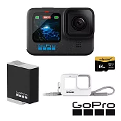 【GoPro】HERO 12 新手必備套組 (HERO12單機+護套+繫繩+Enduro原廠充電電池+64G記憶卡) 正成公司貨 白