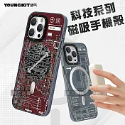 YOUNGKIT原創潮流 iPhone 15 Pro Max 6.7吋 科技系列 Magsafe磁吸防摔手機殼  赤岩紅