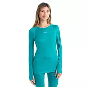 【紐西蘭icebreaker】女 ZoneKnit™ Cool-Lite™ 網眼透氣圓領長袖上衣-BF150- XL 湖水綠/灰白
