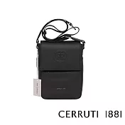 【Cerruti 1881】限量2折 義大利頂級小牛皮側背包肩背包 全新專櫃展示品(黑色 CEBO05602M)