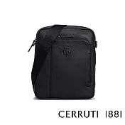 【Cerruti 1881】限量2折 義大利頂級小牛皮側背包肩背包 全新專櫃展示品(黑色 CEBO06309M)