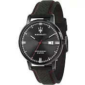 MASERATI 瑪莎拉蒂 黑紅賽車皮椅質感配色小刻度日期顯示腕錶R8851130001(高質皮革腕錶)