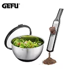 【GEFU】德國品牌烘焙料理工具2入組(24cm不鏽鋼附蓋調理盆+兩用研磨棒)(原廠總代理)