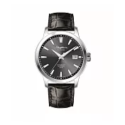 RHYTHM 麗聲 日本高貴高調三針日期顯示皮革機械錶-AS1621 黑色款