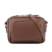 BURBERRY Logo 壓印牛皮口袋小款相機包 (棕褐色)