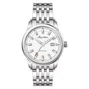 RHYTHM 麗聲 時尚商務簡約款不鏽鋼光動能手錶-ES1403 銀框白底
