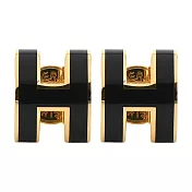 Hermes 愛馬仕 Mini Pop H 經典H簍空耳環 03黑/金