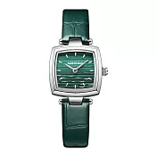 Mark fairwhale 馬克菲爾 精緻優雅方圓皮質錶帶女用錶-3480(流線錶殼輕薄高尚) 翡翠綠
