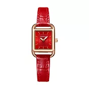 Mark fairwhale 馬克菲爾 方圓造型文雅感觸溫潤高值皮革女用錶-3570(精巧獨特設計) 玫瑰紅