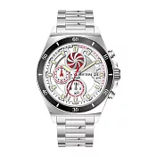 RHYTHM 麗聲 炫渦造型閃耀時尚雙眼不鏽鋼手錶-大錶款S1404 雪藏白