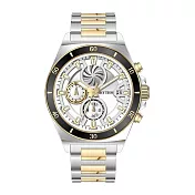 RHYTHM 麗聲 炫渦造型閃耀時尚雙眼不鏽鋼手錶-大錶款S1404 高貴金