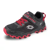 【LOTTO 義大利】童鞋 冒險王 2.0 防潑水越野跑鞋- 22.5cm 黑紅