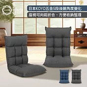 E-home Jiro次郎格紋日規布面頭枕椅背5段KOYO和室椅-兩色可選 灰色