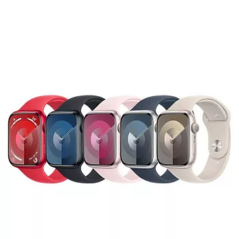 Apple Watch Series 9 (GPS版) 45mm鋁金屬錶殼搭配運動型錶帶-M/L 銀/藍