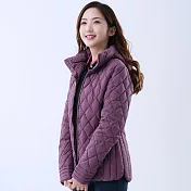 【遊遍天下】女款顯瘦防風防潑水保暖中長版羽絨外套 (GJ22042) L 紫色