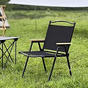 優の屋 輕便可攜休閒折疊椅 克米特椅 露營椅(兩色可選 卡其色/黑色) 黑色