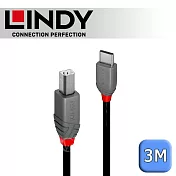 LINDY 林帝 ANTHRA USB2.0 Type-C/公 to Type-B/公 傳輸線 3m (36943)