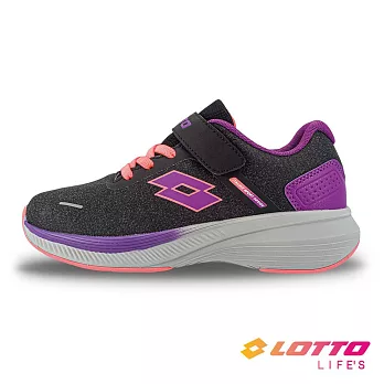 【LOTTO 義大利】童鞋 輕步 防潑水輕量跑鞋- 21cm 黑紫