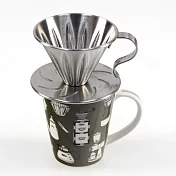 Kalita 馬克杯(咖啡杯、水杯)300ml+MILA 不鏽鋼咖啡濾杯(1-2cup)組合 卡其