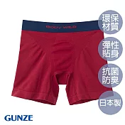 【日本GUNZE】BODY WILD男士3D撞色貼身平角褲(BWS682-RED) M 紅色
