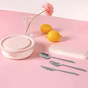 【JIA品家】書法TOGO 環保不鏽鋼 靜音隨行餐具3件組 西式-櫻花粉
