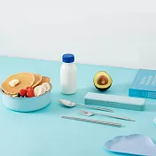 【JIA品家】書法TOGO 環保不鏽鋼 靜音隨行餐具3件組 中式-湖水藍