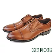 【GREEN PHOENIX】男 皮鞋 紳士鞋 德比鞋 商務鞋 加大尺碼 全真皮 綁帶 EU47 棕色