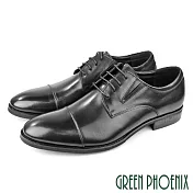 【GREEN PHOENIX】男 皮鞋 紳士鞋 德比鞋 商務鞋 加大尺碼 全真皮 綁帶 EU47 黑色