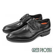 【GREEN PHOENIX】男 皮鞋 紳士鞋 商務鞋 全真皮 沾黏式 EU41 黑色