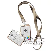 (時尚金)證件套掛繩 卡套掛繩+(金色)鋁合金識別證卡套 證件吊牌- 直式證件套