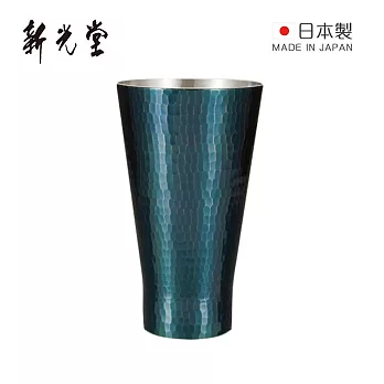 【日本新光堂】日本製純銅鎚目紋啤酒杯-350ml- 銅青