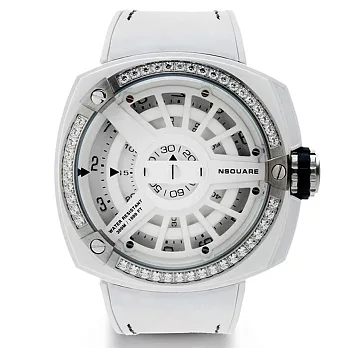 NSQUARE Sweetie Quartz Watch甜美系列 三層指針 51mm 超大錶面石英錶 G0369-N19.8 珍珠白