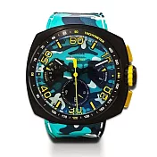 NSQUARE NICK CHRONO CAMO迷彩系列 潮水藍 橡膠運動風 51mm 腕錶 G0369-N20.2 潮水藍