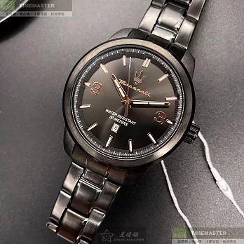 MASERATI瑪莎拉蒂精品錶,編號：R8853121008,44mm圓形黑精鋼錶殼黑色錶盤精鋼深黑色錶帶