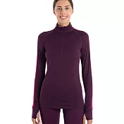 【紐西蘭icebreaker】女 ZoneKnit™ 網眼透氣半開襟長袖上衣-BF200 L 深紫/桃紅