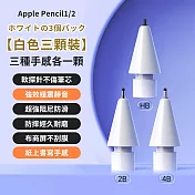 【DR.Story】日式質感超彈力升級阻尼感止滑替換筆尖 (筆頭通用原廠 Apple Pencil) 純白質感HB+2B+4B-1組