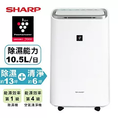 SHARP夏普10.5L自動除菌離子空氣清淨除濕機 DW─L10FT─W