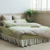【麗塔寢飾】60支紗精梳棉 單人床包薄被套三件組 朵朵奶昔 玄米綠+杏色