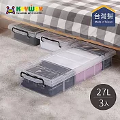 【台灣KEYWAY】K019 強固型分類整理箱/床底收納箱-27L-3入