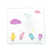 【Peter & Andy】純棉100% MIT設計製造::童趣小方巾-小鳥  藍