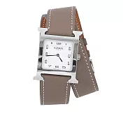 HERMES HEURE H MM 銀色錶殼雙圈手錶_展示品(26mm) (大象灰)