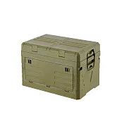 【AOTTO】76L戶外露營翻蓋雙層收納折疊箱(車載箱 收納箱 折疊箱 置物箱) 軍綠色