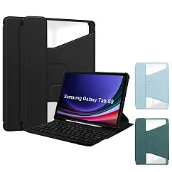 □360度旋轉 筆槽設計 可放無線鍵盤□三星 SAMSUNG Galaxy Tab S9 FE SM─X510 X516 10.9吋 平板保護套 多角度調整 皮套 淺藍色