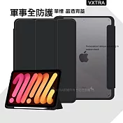 VXTRA 軍事全防護 iPad 10.2吋/iPad Air/Pro 10.5吋 晶透背蓋 超纖皮紋皮套 含筆槽 ( 秘境黑)