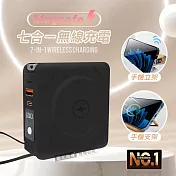 Wephone 10000mAh 七合一無線充電行動電源 Magsafe磁吸/自帶線/支架 (經典黑)