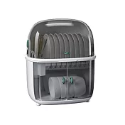 【AOTTO】大容量雙層瀝水收納碗櫃(瀝水架 碗盤架 碗櫃 收納架) 綠色