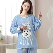 【Wonderland】水貂絨長袖保暖睡衣褲家居服 XL JUDY兔兔